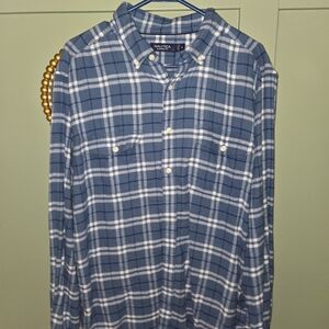 Nautica Men's Blue and White Checkered Shirt